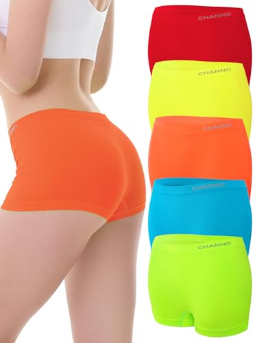 Channo Damen Unterhosen Nahtlos Boxershorts: 5er Pack Unsichtbar Weich Atmungsaktiv Elastisch für Alltag, 5er Pack Leuchtend, L Channo Damen Unterhosen Nahtlos Boxershorts: 5er Pack Unsichtbar Weich Atmungsaktiv Elastisch für Alltag, 5er Pack Leuchtend, L von Channo