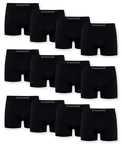 Channo Boxershorts aus Lycra für Herren, Nahtlos, Weich und Bequem - 12 Stück, Schwarz, S von Channo