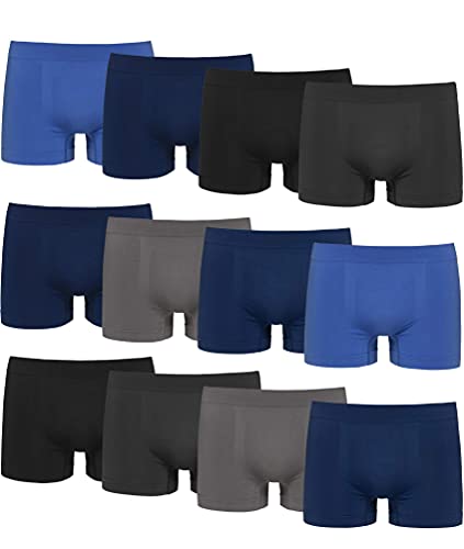 Channo Herren-Boxershorts aus Lycra, Nahtlos, Klassische Designs - Packung mit 12, Dunkel, S von Channo