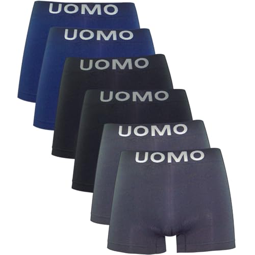 Channo Herren Nahtlosen Nylon Boxershorts: Weich Elastisch und Bequem - Uomo Kollektion (Packung mit 6 Dunkles Mehrfarben 5XL) von Channo