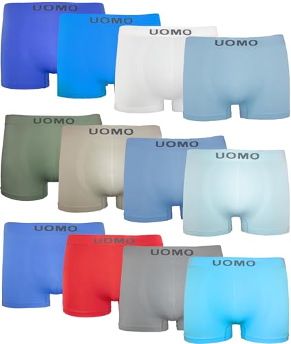 Channo Kinder Nahtlose Boxershorts Uomo - Packung mit 12, Mehrfarbig, 14-16 Jahre von Channo