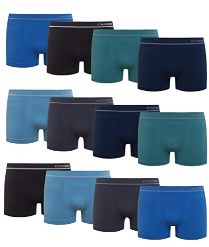 Channo Boxershorts aus Lycra für Herren, Nahtlos, Weich und Bequem - Packung mit 12, Klassiker, M von Channo