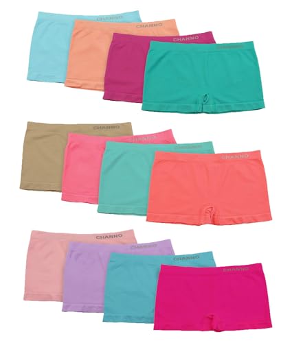 Channo Mädchenslips im Culotte Boxer Stil. Nahtloses Nylon. Weicher Elastischer Mikrofaser in Fröhlichen Farben. Totaler Komfort! (Pack 12, Mehrfarbig 4-6 Jahre) von Channo