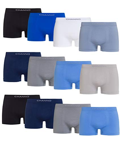 Channo Nahtlose Boxershorts aus Lycra, weich und bequem. Originelle Designs. 12 Stück, Mehrfarbig B, M von Channo