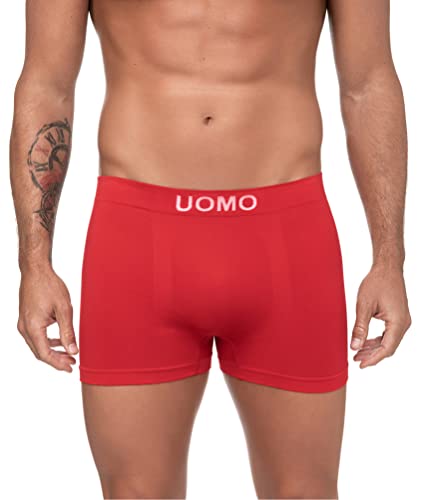 Channo Rote Boxershorts in Lycra für Herren, Nahtlos. Uomo-Kollektion - Packung mit 2, Rot, M von Channo