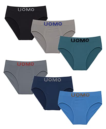 Channo Slips Nylon-Slip für Herren, Unsichtbar, Bequem und Weich. Uomo-Kollektion - Packung mit 6, Mehrfarbig, M von Channo