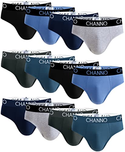 Channo Slips für Herren aus Baumwolle, einfarbig, uniform, 12er-Pack Mehrfarbig, XL von Channo