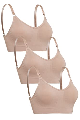 Channo Damen Sport-BH ohne Bügel aus Nylon: Nahtloser, Gepolsterter BH mit Herausnehmbaren Pads – Für Fitness & Alltag - Packung mit 3, Nerz, S/M Channo Damen Sport-BH ohne Bügel aus Nylon: Nahtloser, Gepolsterter BH mit Herausnehmbaren Pads – Für Fitness & Alltag - Packung mit 3, Nerz, S/M von Channo