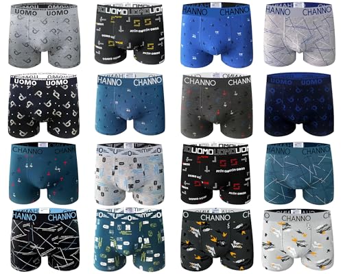 Channo Baumwoll-Boxershorts für Herren, Bequem und Weich. Uomo-Kollektion - Packung mit 6, Überraschung, XXL Channo Baumwoll-Boxershorts für Herren, Bequem und Weich. Uomo-Kollektion - Packung mit 6, Überraschung, XXL von Channo