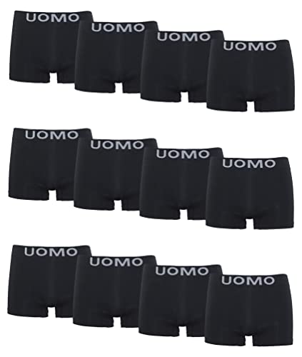 Channo Uomo Herren-Boxershorts aus Lycra, ohne Nähte, Uomo-Kollektion - Packung mit 12, Schwarz, 4XL von Channo