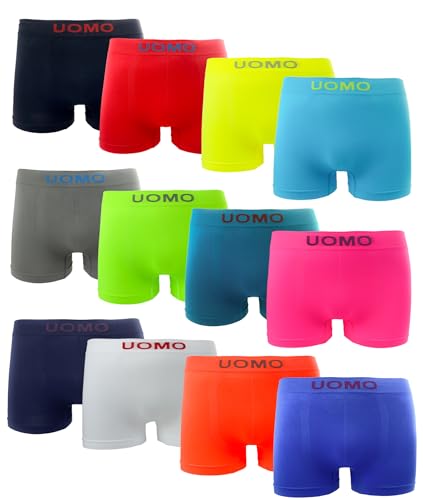 Channo Uomo Herren-Boxershorts aus Lycra, ohne Nähte, Uomo-Kollektion - Packung mit 12, Bunt, XL von Channo