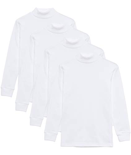 Thermisches T-Shirt für Kinder, mittelhoher Halsausschnitt, Schwan, Lange Ärmel, einfarbig - Packung mit 4, Weiß, 6 Jahre von Channo