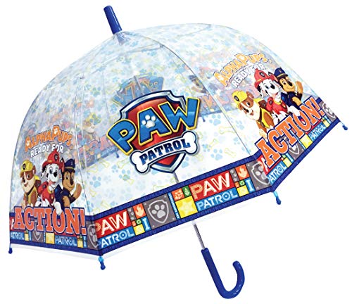 Chanos Chanos Paw Patrol Manual Dome Shape Poe Transparent Folding Umbrella, 48 cm, Blue and White Regenschirm, Weiß (Blue White) von Chanos