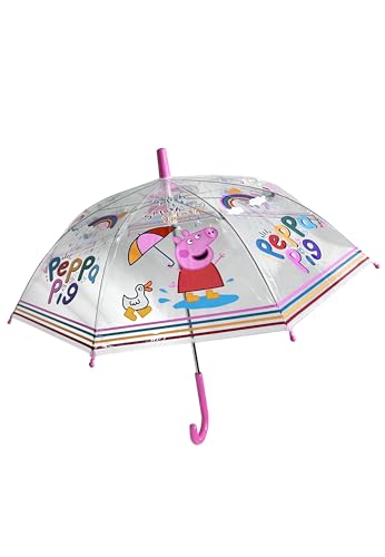 Chanos Kinder Peppa Wutz Pig Regenschirm Stock-Schirm Transparent Cartoon 76 cm Achteckig 230 g ab 3 Jahren von Chanos