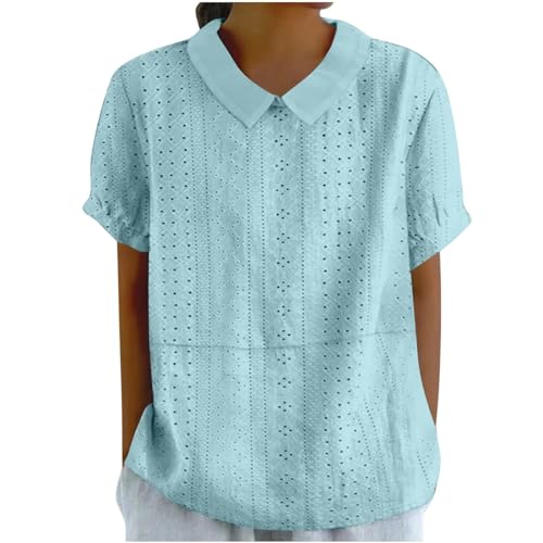 Bluse Damen Sommer, Elegant Leinenbluse Einfarbig Blusenshirt Revers Rundhals Leinenhemd Blumendruck Oberteile Lose Pullover Top Vintage Freizeithemd T-Shirt Blusehemd Blusentop Tunika Bluse Damen Sommer, Elegant Leinenbluse Einfarbig Blusenshirt Revers Rundhals Leinenhemd Blumendruck Oberteile Lose Pullover Top Vintage Freizeithemd T-Shirt Blusehemd Blusentop Tunika von Chanpning
