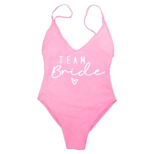 Bride to Be Badeanzug Damen Bikini One Piece Badeanzüge Braut Brief Print Bademode Bodysuit Strandbekleidung Bridesmaid Team Monokini High Cut Swimsuits für Junggesellinnenabschied Braut Hochzeit von Chanpning