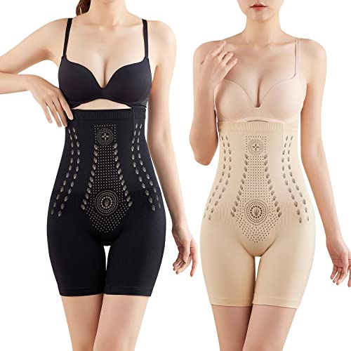 Chanpning 2023 PEARLMOON Ice Silk Ion Fiber Repair Shaping Shorts, Fiber Restoration Shaper, Hohe Taille Shapewear, Elastisch Body Shaper, Bauchkontrolle Unterwäsche, Bauchweg Unterhose Damen von Chanpning