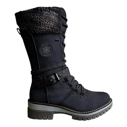 Chanpning 2023 Winterstiefel Damen, Wasserdichte Knie-Schneestiefel für Damen, Wasserdicht Gefüttert Schneestiefel, Rutschfest Warme Snow Boots Thermal Stiefel von Chanpning