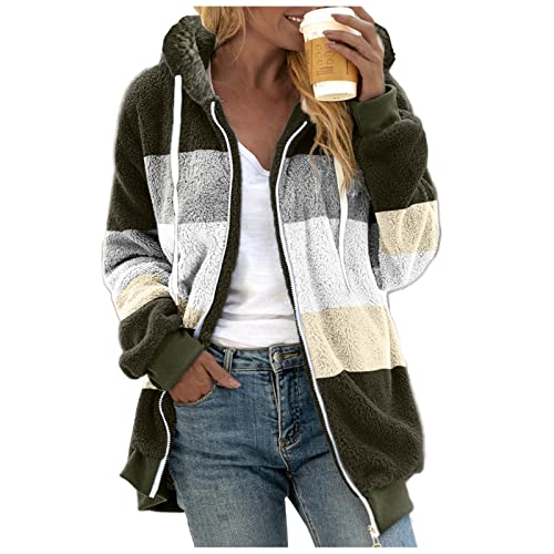 Chanpning Damen Fleecejacke mit Kapuze, Angenehm Weich Hoodie Thermal Softshelljacke Leicht Winterpulli Einfabig Nerzmantel Übergangsjacken Damen Oversize Sweatshirt Lassig Kuscheljacke von Chanpning