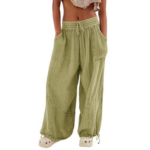Chanpning Damen Hose Große Größen Angenehme Sporthose Kurhose Hose Elegant Damen Pumphose Haremshose Haremshose Damen XXL Leicht Lang Stoffhose Damen Hose Haremshose von Chanpning