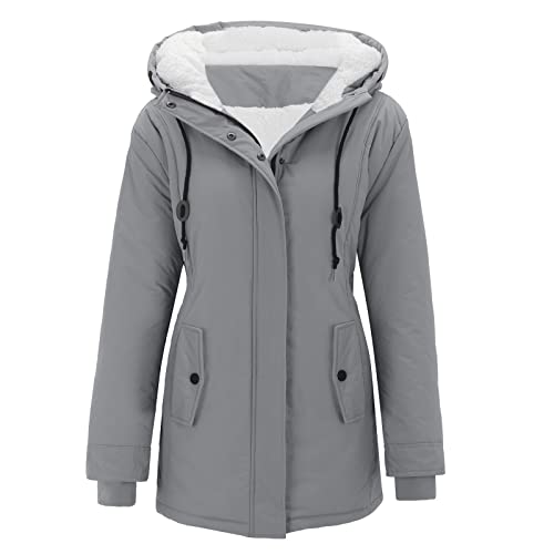 Chanpning Damen Winterjacke Braun Abnehmbarer Outwear Verdicken Daunenjacke Thermo Fleecejacke Lockere Regenjacke mit Kapuze Bomberjacke Wattierte Wintermäntel Casual Sweater Lose Steppmantel von Chanpning