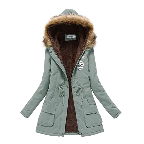 Chanpning Damen Winterjacke Lang Kurz Windjacke für Outdoor Outdoor-Jacke mit Kapuze Xs-Xxl Jacke Softshelljacke Übergangsjacke Winter Jacke Parka Lang Mantel Winterjacke Fell von Chanpning