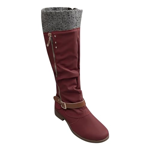 Chanpning Damen Winterstiefeletten Snowboot Damen Wanderschuhe Gefüttert Damen Damen Schneeschuhe Blockabsatz Bequeme Herbst Winter Frauen Schuhe Schnallen mit Niedrigen Absätzen Stiefeletten von Chanpning