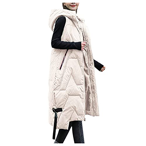 Chanpning Damenwesten Ärmellos Lang, Outdoor Gesteppt Weste Lange Schlanke Weste Jacke Female Weste Winterweste mit Tasche Daunenmantel Slim Gilet mit Taschen von Chanpning