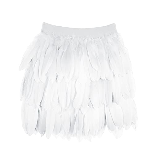 Chanpning Federrock Damen Karneval Kostüm Elastische Taille Party Minirock Cosplay Minirock Karneval Party Rock von Chanpning