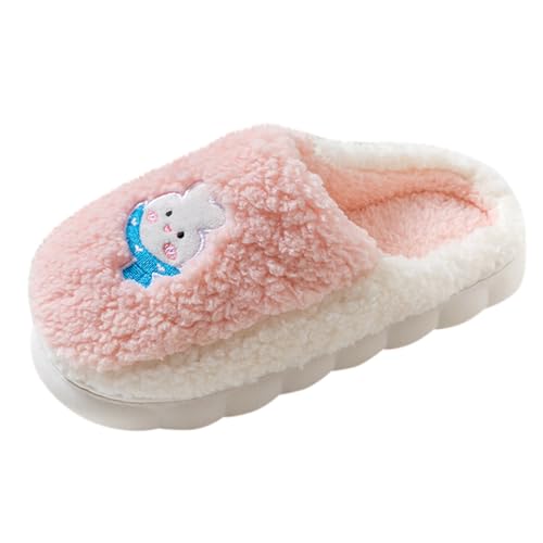Chanpning Hausschuhe Damen Herren Winter Flache Plüsch Pantoffeln rutschfeste Unisex Warm Hausschlappen Filzpantoffeln Filzhausschuhe Bequeme Flauschige Slippers Gästehausschuhe Für Innen Außen von Chanpning