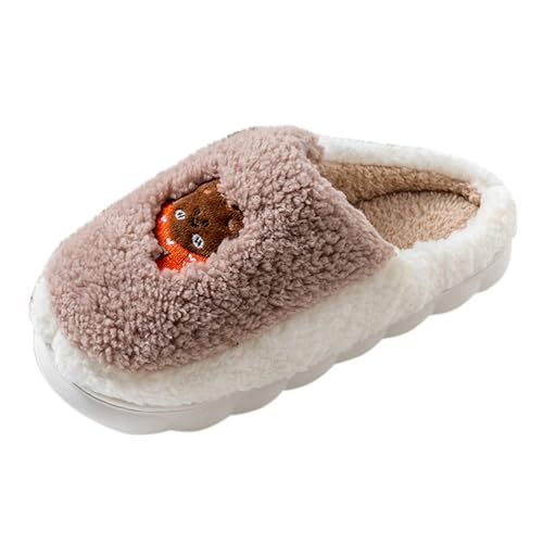 Chanpning Hausschuhe Damen Herren Winter Flache Plüsch Pantoffeln rutschfeste Unisex Warm Hausschlappen Filzpantoffeln Filzhausschuhe Bequeme Flauschige Slippers Gästehausschuhe Für Innen Außen von Chanpning