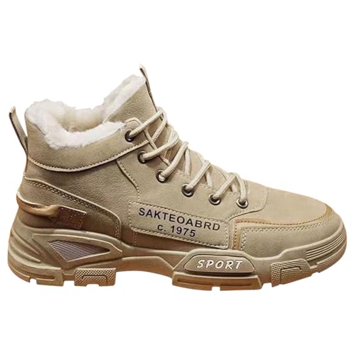 Chanpning Herren Leder Winterstiefel 2024 Neu, Schneestiefel Wasserdicht Stiefeletten Warme Pelz für Outdoor Booties Mode Slip On Schuhe von Chanpning