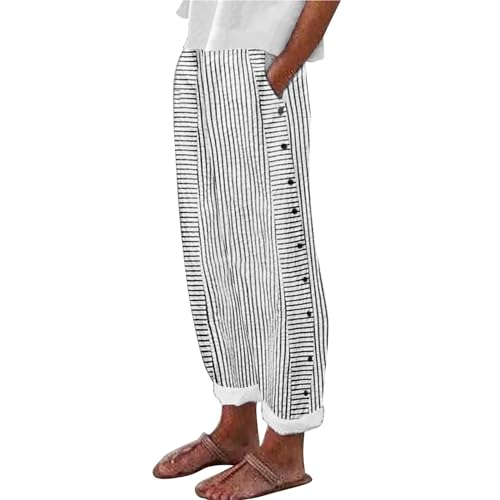 Chanpning Hose Damen Sommer Elegant Freizeithose Schlupfhose Stoffhose Damen Elegant Leichte Mit Taschen Dünn Yogahose Sommerhosen Damen Boho Clothes with Pockets Sommerhosen Damen Leicht Und Luftig von Chanpning