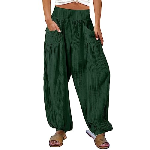 Chanpning Hose Damen Sommer Elegant Pumphose Haremshose Damen Haremshose Aladinhose Sweatpants Für Freizeit Sport Und Fitness Bequeme Hose Damen Casual Stoffhose Baumwollhose Damen Sommer von Chanpning