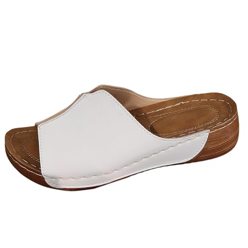 Chanpning Keilschuhe Damen Sommer Weichen Sohlen Slipper Bequem Slides Orthopädische Barfußschuhe Atmungsaktive Strandsandalen Strandurlaub Slippers Komfort Freizeitsandale 2025 Sandaletten von Chanpning