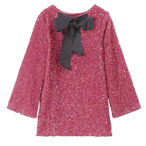 Chanpning Paillettenkleid Damen Langarm, mit Krawatte Midi-Kleid Elegante Pailletten Kleid Kurze Eng Kleider Partykleid Abendkleid mit Pailletten und Schleife Moden Festkleid Cocktailkleid von Chanpning