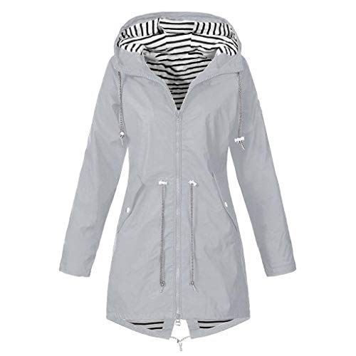 Chanpning Regenjacke Damen Wasserdicht Regenbekleidung Regencape Übergangsjacke Outdoorjacke Leicht Jacke Sportjacke ReißVerschluss Regen Parka Jacke Regenmantel Damen Wasserdicht Atmungsaktiv S-5XL von Chanpning