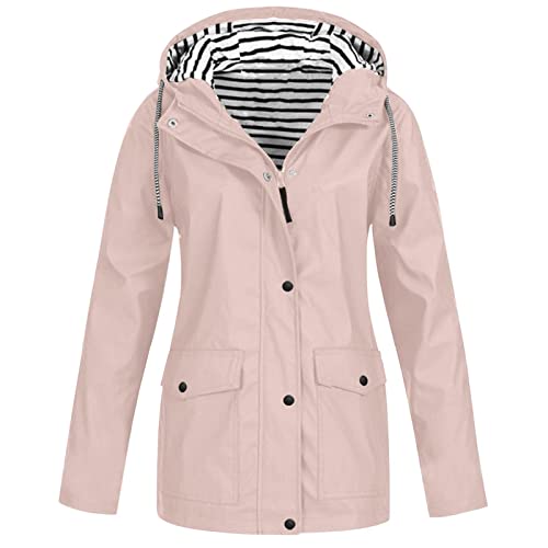 Chanpning Regenmantel Damen, Herbst Übergangsjacke Damen Windbreaker Regenjacke Outdoor Jacke Herbst Frühling Leicht Jacke Doppeljacke mit Fleecejacke Regenmantel für draußen, wasserdicht von Chanpning