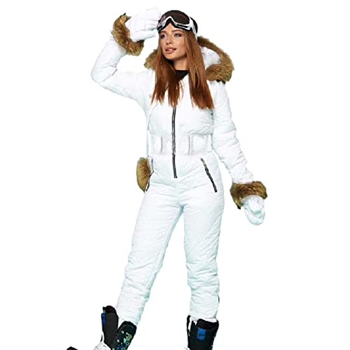 Chanpning Skianzug Damen, Einteiler Skioverall, Snowboard Wasserdicht Schneeanzug, Winter Warme Schneejacke, Skifahren Sätze Outdoor Sport Skisuit, Streifen Einteilig Jumpsuit Schneeoverall Overall von Chanpning