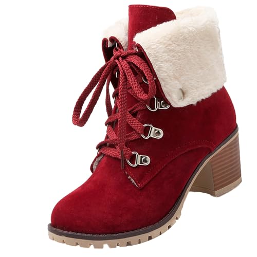 Chanpning Stiefeletten Damen Elegant Halbstiefel Spitz Schlupfschuhe Stiefel Mit Schnalle Kurzstiefel Winterstiefel Halbhohe bequemer Absatz Ankle Boots Halbhoch Westernstiefel Damenstiefel von Chanpning