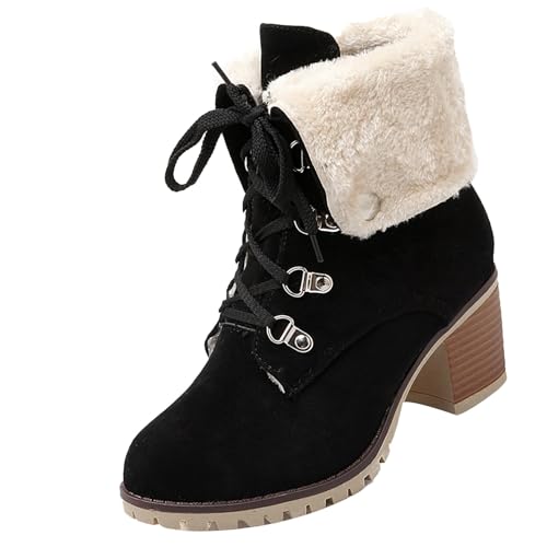 Chanpning Stiefeletten Damen Elegant Halbstiefel Spitz Schlupfschuhe Stiefel Mit Schnalle Kurzstiefel Winterstiefel Halbhohe bequemer Absatz Ankle Boots Halbhoch Westernstiefel Damenstiefel von Chanpning