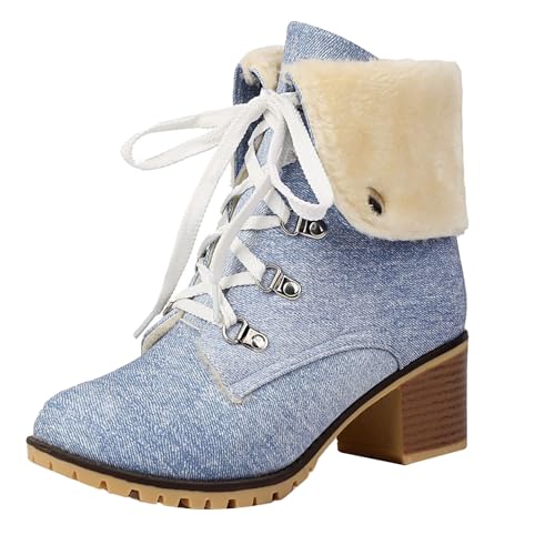 Chanpning Stiefeletten Damen Elegant Halbstiefel Spitz Schlupfschuhe Stiefel Mit Schnalle Kurzstiefel Winterstiefel Halbhohe bequemer Absatz Ankle Boots Halbhoch Westernstiefel Damenstiefel von Chanpning