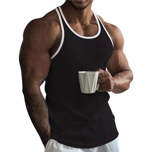 Chanpning Tank Top Herren Sommer Ärmellose Axelshirt Fitness Axelshirt Einfarbig Unterhemd Männer Achselshirts Bequeme Trägershirts Muscle T-Shirt Hawaii T-Shirts Bodybuilding Tank Top für Männer von Chanpning