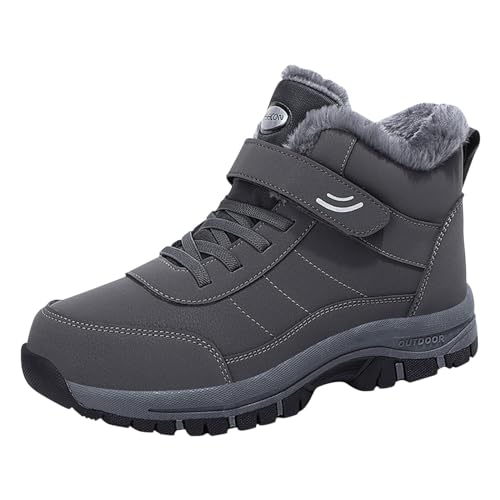 Chanpning Warme Schuhe Damen Wasserdicht Barfuß-Wanderschuhe Schmerzlinderung Lederschuhe Gefüttert Orthoschuhe Mode Turnschuhe Barefoot Winterstiefel Unisex Barfußschuhe Bequemer Traillaufschuhe von Chanpning