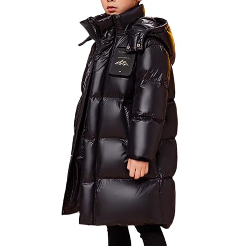 Chanpning Winterjacke Kinder Jungen Parka Jacke Einfarbiger Wintermantel mit Kapuze Warm Mäntel Dicke Steppjacke Winddicht Daunenjacke Winterparka für Jungen und Mädchen von Chanpning