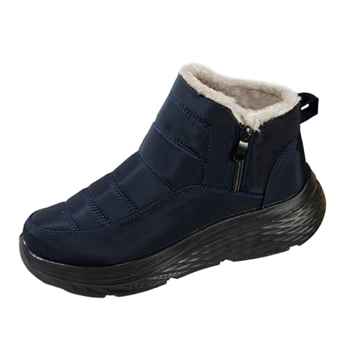 Chanpning Winterschuhe Damen Warmes Fell Gefüttert Knöchelstiefel Outdoor Rutschfeste Wanderschuhe Mit Seitlicher Reißverschluss Winter Thermostiefel Schneestiefel Bequem Plush Stiefeletten 36-43 von Chanpning