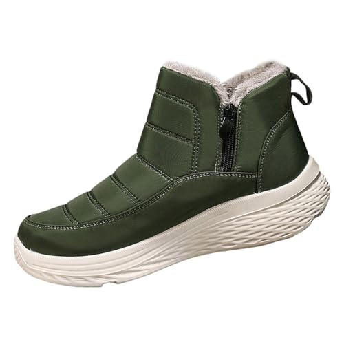 Chanpning Winterschuhe Damen Warmes Fell Gefüttert Knöchelstiefel Outdoor Rutschfeste Wanderschuhe Mit Seitlicher Reißverschluss Winter Thermostiefel Schneestiefel Bequem Plush Stiefeletten 36-43 von Chanpning