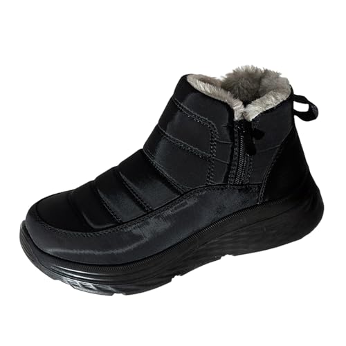 Chanpning Winterschuhe Damen Warmes Fell Gefüttert Knöchelstiefel Outdoor rutschfeste Wanderschuhe Mit Seitlicher Reißverschluss Winter Thermostiefel Schneestiefel Bequem Plush Stiefeletten 36-43 von Chanpning