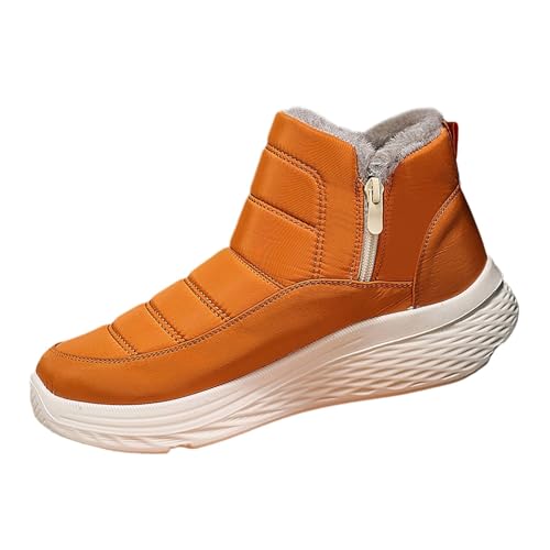 Chanpning Winterschuhe Damen Warmes Fell Gefüttert Knöchelstiefel Outdoor rutschfeste Wanderschuhe Mit Seitlicher Reißverschluss Winter Thermostiefel Schneestiefel Bequem Plush Stiefeletten 36-43 von Chanpning