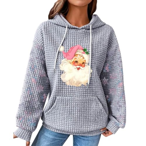 Christmas Sweater Women Leichte Freizeithemd Weihnachten Blusentops Mode Muster Tunika Rudolph Rentier Elfe Bluse Langarm Oberteil Rundhals Jumper Basic Pullover Regular Fit Kostüm von Chanpning